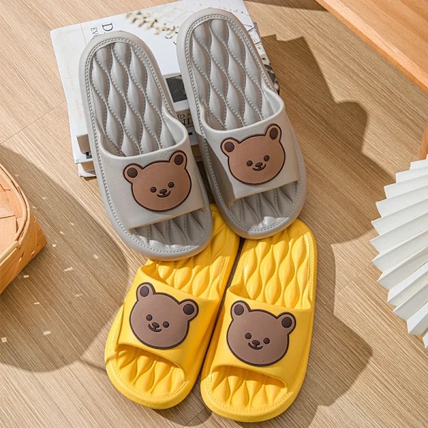 Ny Eva Trend Cartoon Björn Toffpar Par Home Tjock Sula Tofflor Anti Slip Badrum Tofflor Casual Kvinnor Mjukt Slipper I Tuna Yellow 42-43