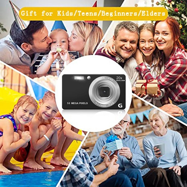 4K 56 MP digitalkamera med 20x zoom Kompaktkamera Anti-Shake autofokus med LED Fill Light Videokamera för barn White With 16G Card