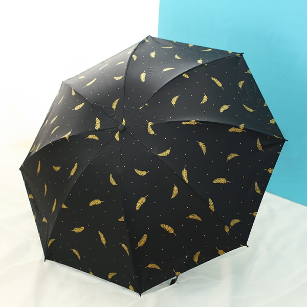 Vikbart paraply för män och kvinnor, vinylsolparaply med UV-skydd Black
