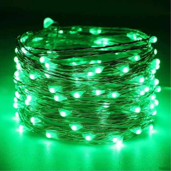 20/2M USB/Batteridrevet LED-lysstreng Vandafvisende Kobbertråd Garland Feelysslyng Julebryllup Fest Dekoration Lamper Green Battery- 3m