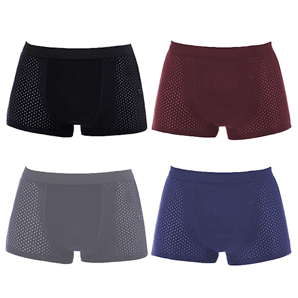 4 stk./parti Mænds Bambus Boxershorts Underbukser Boxershorts Åndbar Hombre Hul Ser Høje Shorts Underbukser Meshbukser style 5 Asian XL 50-60 KG