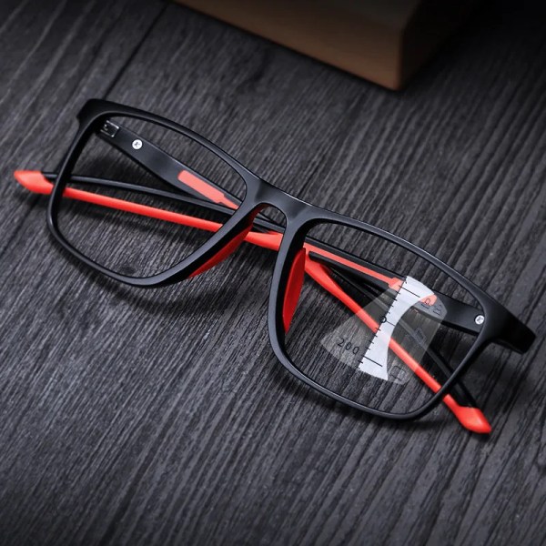 TR90 progressiva multifokala glasögon Ultralätt blått ljusblockerande läsglasögon Män Kvinnor Vintage Near Far Presbyopia Eyewear multi-blackorange