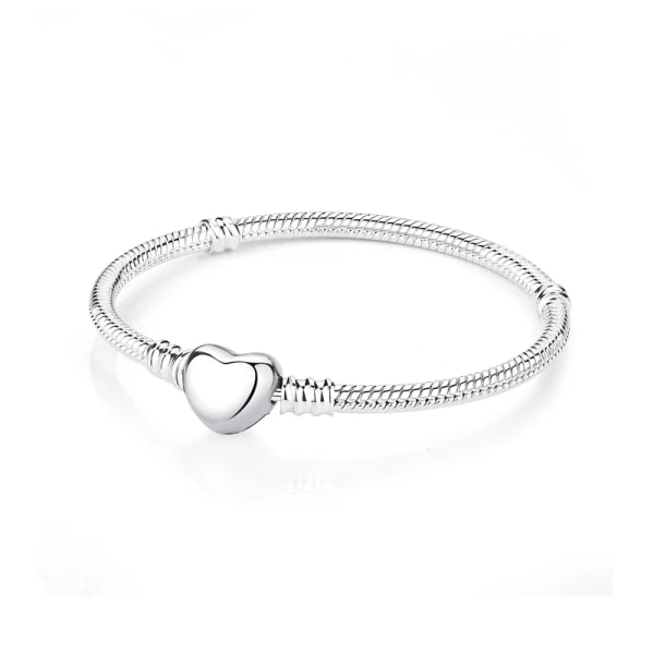 Original 925 Sterling Silver Armband Bangles Kristallkugel Love Heart Spänne Pärlor Charms Moments Armband För Kvinnor DIY Smycken 4 17cm