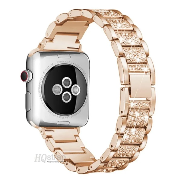 Diamond Bling-rem för Apple Watch Band 40 mm 45 mm 44 mm 41 mm 42 mm 38 mm metallbälte för IWatch Series 8 7 SE 6 5 4 Damarmband Black 38mm 40mm 41mm