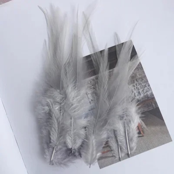 50pcs 4-6inches 8-15CM White Pink Natural Pheasant Feathers Rooster Plumas Feather Diy Jewelry Making Wedding Party Decoration gray 50pcs