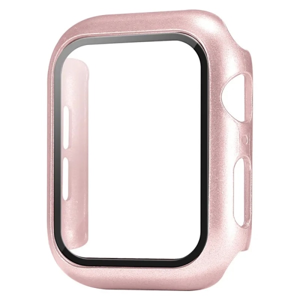 Glas+ Cover för Apple Watch Screen Protector Case 41mm 45mm 42mm 38mm 44mm 40mm Reptålig skyddande iWatch 9 8 7 6 SE 5 Rose gold Series 7 8 9 41MM