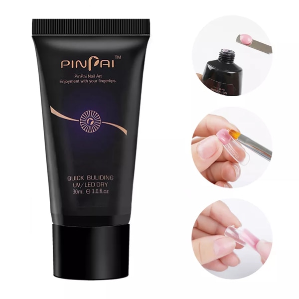 30/15 ml klar vit nagelpolyakrylgel UV LED Builder akrylgel för snabb förlängning av nail art Polykristallgelpolygel Clear Pink (15ml)