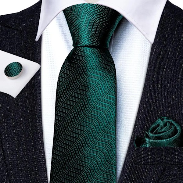 Barry. Wang Green Mint Teal Silk Män Knyt Hanky Manschettknappar Set Jacquard Olive Sage Gräsmatta Cyan Hals För Maner Bröllop Affärsgåva N-0780