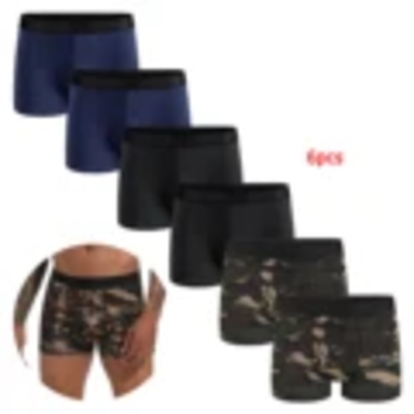 6St Pack Black Boxer Shorts Män Underkläder Mjuk Andask Hane Underkläder För Män Homme Boxershorts 2024 Trosorer 6pcs-W2-6 M