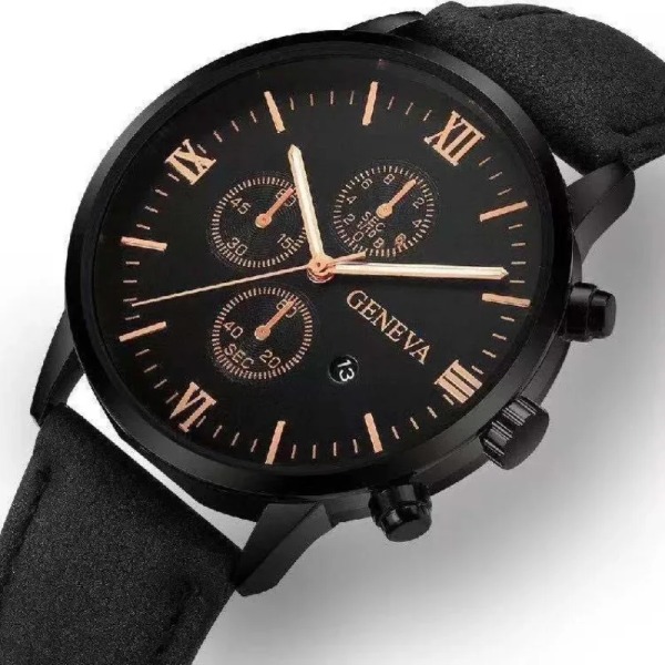 1st Black Quartz Watch Herr Roman Dial Watch Mode Round Date Quartz Watch for Sports Relogios Masculino Relojes Para Hombres Blue-black silver