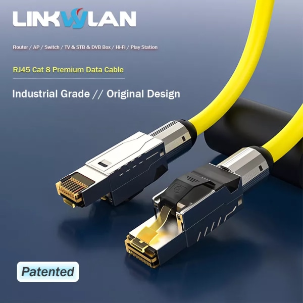 Linkwylan-kabel för anslutning av Ethernet Premium RJ45, patch réseau pre-politique, SFTP Cat8 40GBit Cat7 Cat6a 10G Cat 7 10Gbps 15m