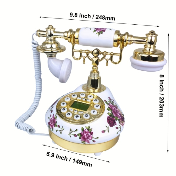 Vit antika telefoner med sladd fasta hemtelefoner Vintage klassisk keramik hemtelefon Antik hemmakontor Konstaffärer Present White