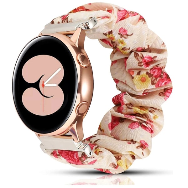 Elastisk nylon för Samsung Galaxy Watch 4 40mm 44mm band Scrunchies armband för Samsung Galaxy Watch4 Classic 42/46mm Pink flower galaxy watch5