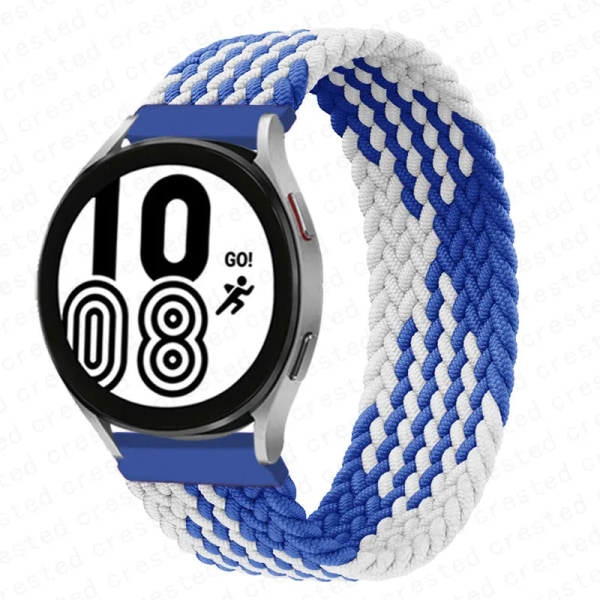 Flätad Solo Loop För Samsung Galaxy watch 4/5/6/44mm 40mm/klassisk rem 46 42mm/aktiv 2/Gear S3 armband 22mm 20mm Watch Band blue white S