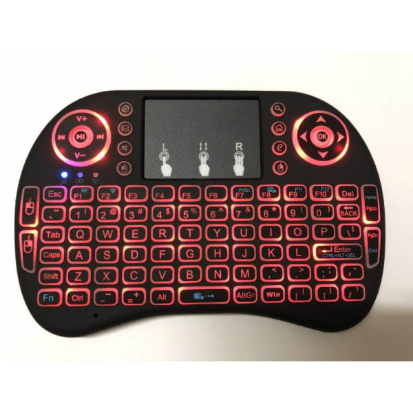 Mini trådlös tangentbordsmuskombination med trefärgad bakgrundsbelysning, I8 minitangentbordsfjärrkontroll för Smart TV, PC, Xbox