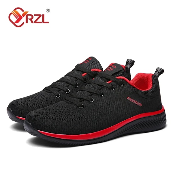 Yrzl Sneakers Män Löpa Skor Kvinnor Lättviktiga Sport Skor Klassisk Mesh Andas Av Lugn Skor Mode Par S Neakers Black red 43