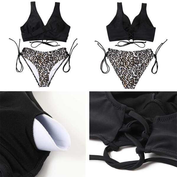 Sexig Bikini 2023 Kvinna Baddräkt Push Up Biquini Solid Baddräkt Snörning Strandkläder Badkläder Bikini med hög midja Kvinnor B4178SS XL