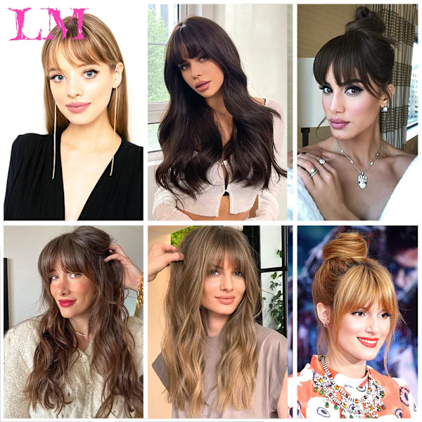 Lm Naturlig Straight Syntetiska Blunt Bangs Hög Temperatur Fiber Brun Kvinnor Clip-In Fulla Bangs Med Fringe Av Hår 6 Tums MN42-2-33