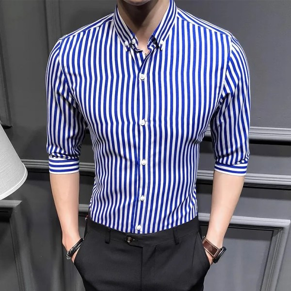 2023 Nya skjortor för män Kläder för män Koreansk Slim Fit Halvärmad Skjorta Herr Casual Plus Size Business Formell Wear Chemise Homme 5XL hu lan 5XL     84 to 90kg