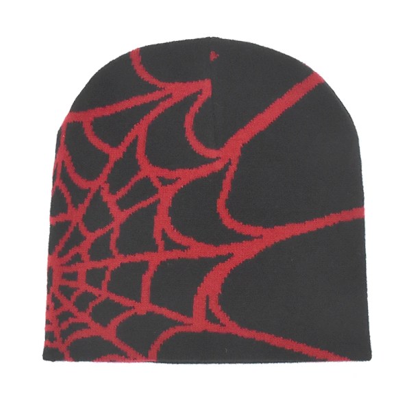 Y2K Gothic Edderkoppemønster Uld Akryl Strikket Hat Kvinder Beanie Vinter Varme Beanies Grunge Hip Hop Casual Skullies Udendørs Kasket Grey White C