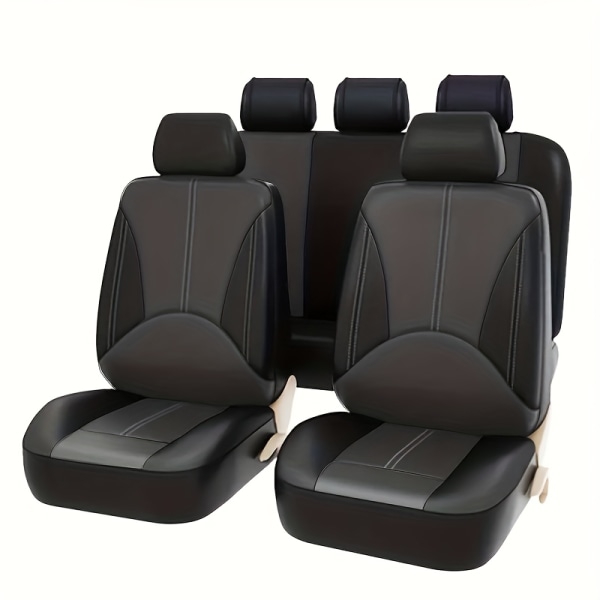 Automotive PU perforerade läder sätesöverdrag Hög kvalitet komplett set General Motors Faux läder sätesöverdrag 5 sätesskydd Lämplig för de flesta bilar Black Patchwork Gray Five Seats