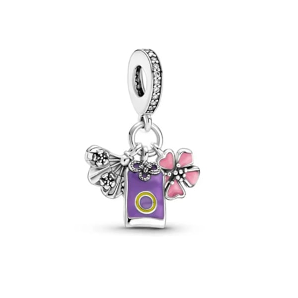 Ny 925 Sterling Sølv Lilla Murano Perler Pansy Blomst Dangle Charm Passer Til Original Pandora Halskæde Smykker Mors Dags Gave JJ043