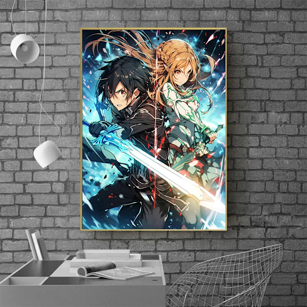 5D Japan Anime Hahmot Timanttimaalaus Sword Art Online Kuva DIY Täysi Mosaiikki Timanttikirjonta Kristalli Koti Dekor Taide 1 Round 50X70cm