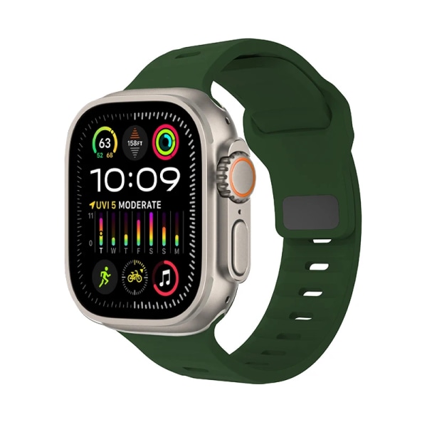 Ny originalrem för Apple Watch Ultra 49mm Sports Silikonarmband iWatch Series 9 8 7 45mm 41mm 6 5 4 3 SE2 44mm 40mm Band Davy green 38mm 40mm 41mm