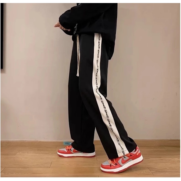 Forår og sommer trend amerikanske High Street bukser baggy alle sport sweatpants lige ben behagelige brede ben bukser JM30-white XL