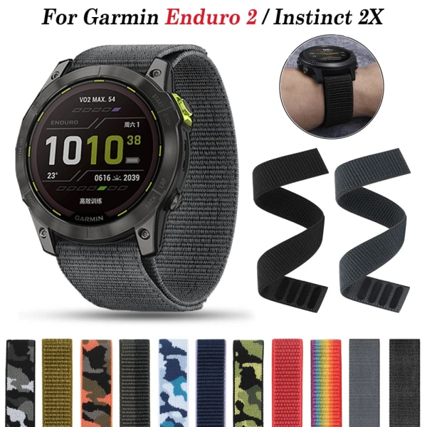 26 mm 22 mm officiell nylon för Garmin Enduro 2/Fenix ​​6X 6 Pro 5X 5 Plus 7X 7/Epix Gen 2 Ultralätt Smart Watch Band Armband A 26mm D2 MK1 MK2i