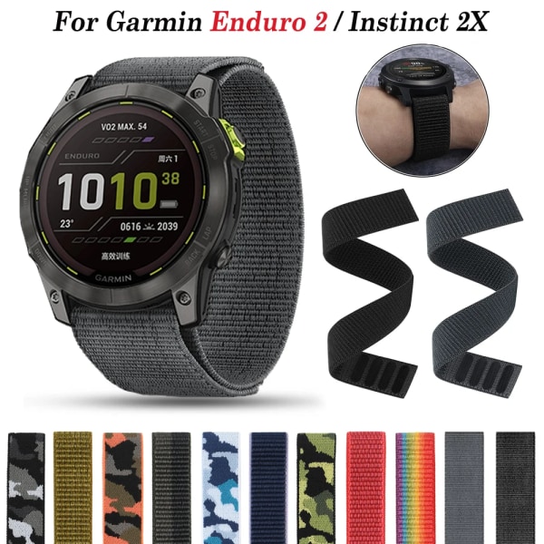 26 mm 22 mm officiell nylon för Garmin Enduro 2/Fenix ​​6X 6 Pro 5X 5 Plus 7X 7/Epix Gen 2 Ultralätt Smart Watch Band Armband grey Forerunner 935 945