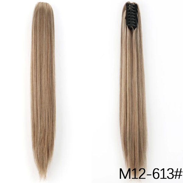 Azqueen 24 Tum Syntetisk Lång Raka Klo Clip På Ponytail Hår Förlängningar Svart Brun Blond Värme Resistenta Fiber Ponnyn Svarta M12-613 24inch 60cm