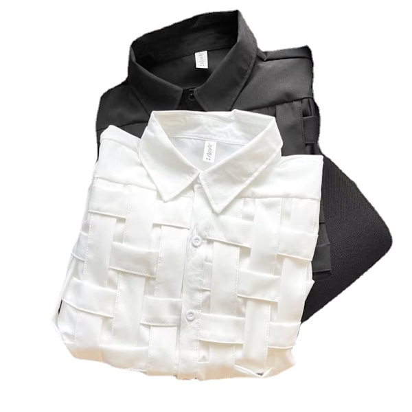 Valkoinen tyylikäs pitkähihainen paita miehille ja naisille kevät- ja syysmuotimerkki Hong Kong Style kudottu pusero pareille sama tyyli vaalea muodikas rento kesä White XL