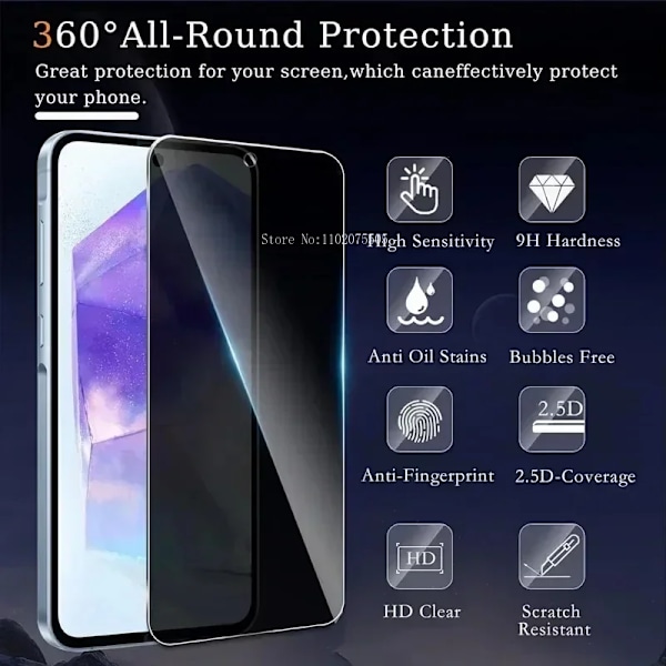 Premium Privacy Skärmskydd För Samsung S21 S22 S23 Plus S10e S20fe A55 A15 A54 A34 A13name A14 A53 A52 A12 Sekretess Skärm Filmname For Samsung A03 4Pcs Privacy Glass