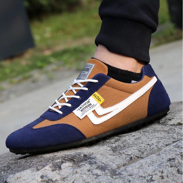 Mænd Lav-Top Canvas Sko Casual Åndelige Sneakers Koreansk Stil Efterår Snørebånd Casual Non-Slip Træner Zapatis Para Hombres brown 40