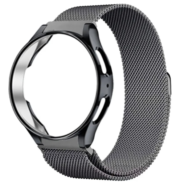 Case+ Rem för Samsung Galaxy Watch 5/4/4 Classic 44 mm 40 mm 46 42 mm Inga luckor Metallarmband Milanese Loop Galaxy Watch 5 Pro Band Gray Galaxy Watch4 44mm