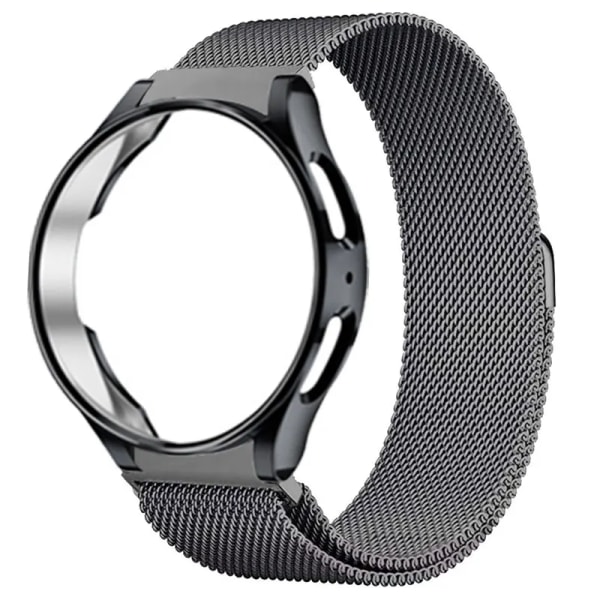 Case+ Rem för Samsung Galaxy Watch 5/4/4 Classic 44 mm 40 mm 46 42 mm Inga luckor Metallarmband Milanese Loop Galaxy Watch 5 Pro Band Gray Galaxy Watch5 44mm