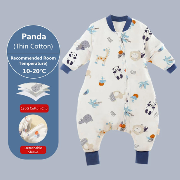 Baby Sleeping Bag Cartoon Children Pajamas Infantil Stuff For Four Seasons Cotton Toddler Sack Kids Sleepwear Bedding Jumpsuit Panda 2 100-110cm