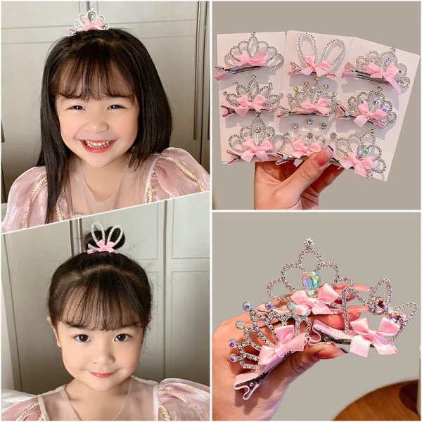 3D Crown Hårnål Barnhuvudbonad Baby Girl Princess Hårnål Hårklämma Tillbehör Små flickor Rhinestone 11 Barrettes