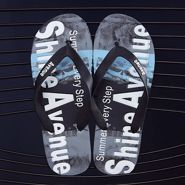 Mænd Flip Flops Høj Kvalitet Sommerstranden Sandaler Mænd Casual Åndbar Anti Slip Udendørsvand Toffpar Mal Indendørs Hus Skore black L-(44-45)