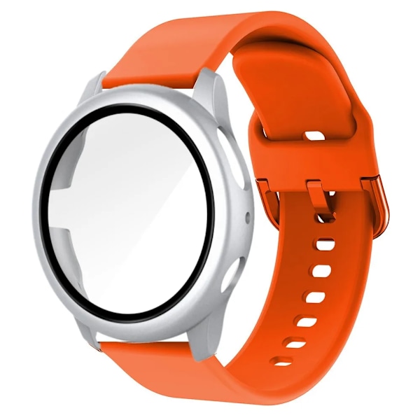 20 mm:n suojakotelo Samsung Galaxy Watch 4/5/6 40 mm:lle ja 44 mm:lle, ranneke Galaxy Watch Active 2:lle 40 mm:lle ja 44 mm:lle, suojaava puskuri Orange Silver Galaxy Watch 6 44mm