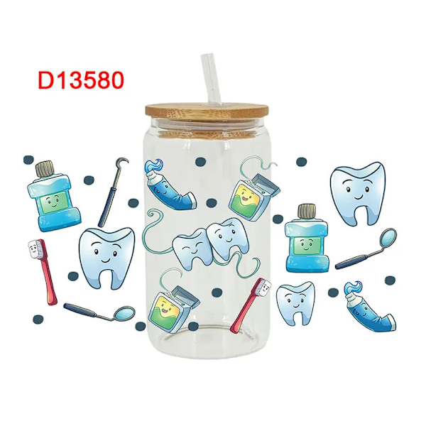 3D Uv Dtf Överföringar Stickers 16Oz Cup Wraps Läkare Sjuksköterskor Hälsovård Tryckt För Diy Glas Keramic Metall Läder Osv. D13580 D13580 23cm x 11cm