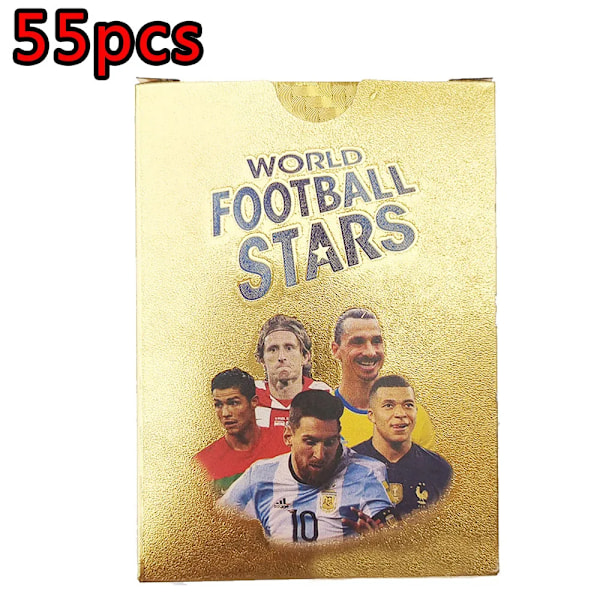 55Pcs Messi Ballsuperstar Gold Card Star Limited Edition Signatur Serie Trading Fotbollsspelare Kort Barns Fläkt Gåvapaket K gold