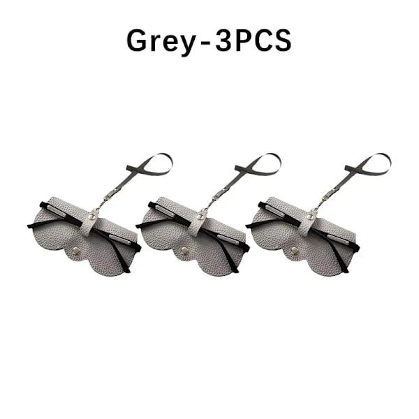 Litchi Präglade Glasögon Täcker Söt Hängande Pu Läder Solglasögon Läs Glasögon Förvaring Väska Portabel Resor Eyewear Innehaver Grey-3PCS