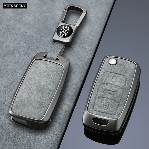 Zink-legering læder bilnøgle etui cover til Volkswagen VW Polo Golf Passat Tiguan Beetle Caddy T5 Up Skoda Octavia Seat Leon Altea Case and Keychain A