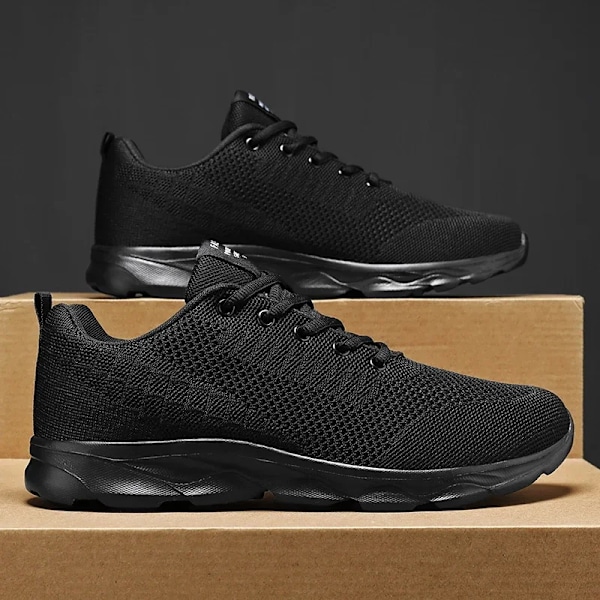 Nye Herresko Åndbar Funktion Casual Sneakers Sommer Hvid Løbesko Let Blød Sportsko Til Mand Stor Størrelse 35-45 black 43(26.5CM)