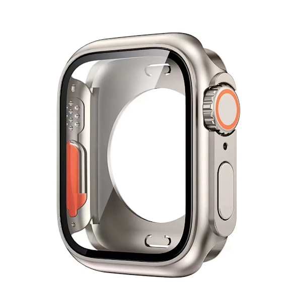 Kotelo Apple Watch Cover 44Mm 45Mm 40 41Mm Ulkonäkö Muuta Ultra Karkaistu Lasi Näytönsuoja Näytönsuoja Täcke Iwatch 9 8 7 6 S Titanium Gold 41MM Series 7 8 9