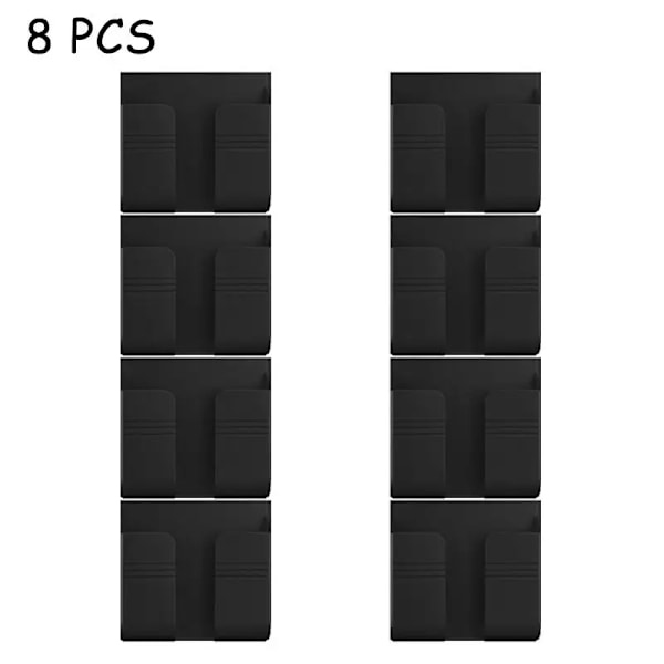 Multifunktionel mobiltelefonholder vægmonteret arrangør opbevaringsboks væg fjernbetjening opladningsdock stand arrangør beslag 8PCS-Black