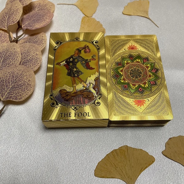 Golden Tarot 12x7cm English Deck Classic för nybörjare med färgpapper Guidebok Högkvalitativa inlärningskort Runes Divination A199