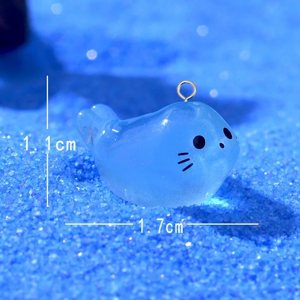 10St Kawaii Luminous Mini Seal Pup Harts Charms Ljuvlig Marin Djur Hängande För Örhänge Armband Diy Juvele Märke W13. 10pcs C